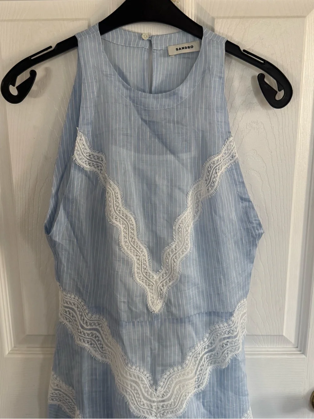 Sandro lace striped linen blend maxi dress • new sizes 6 or 8 - Picture 8 of 10